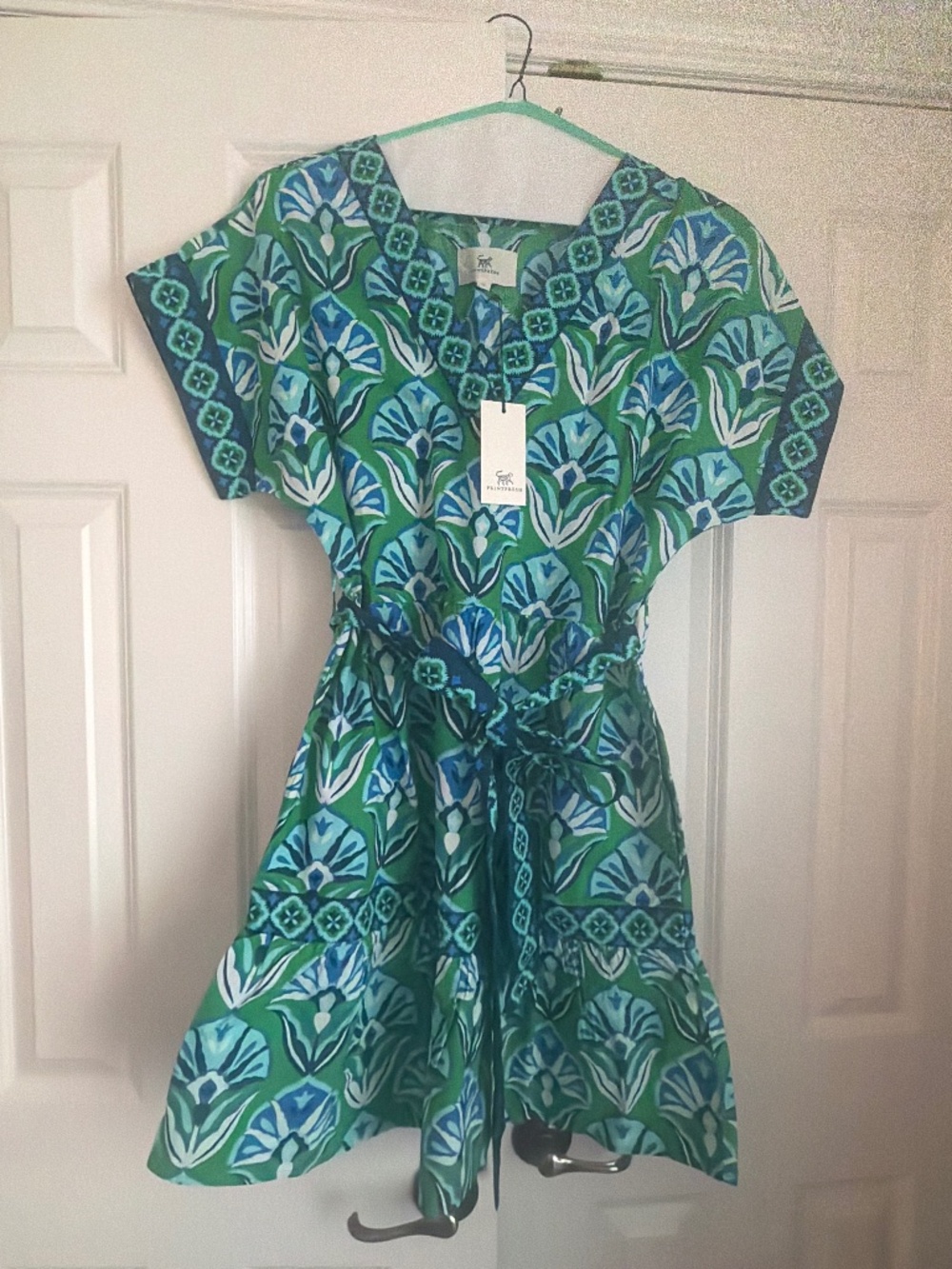 Green and Blue Print Fresh Dress